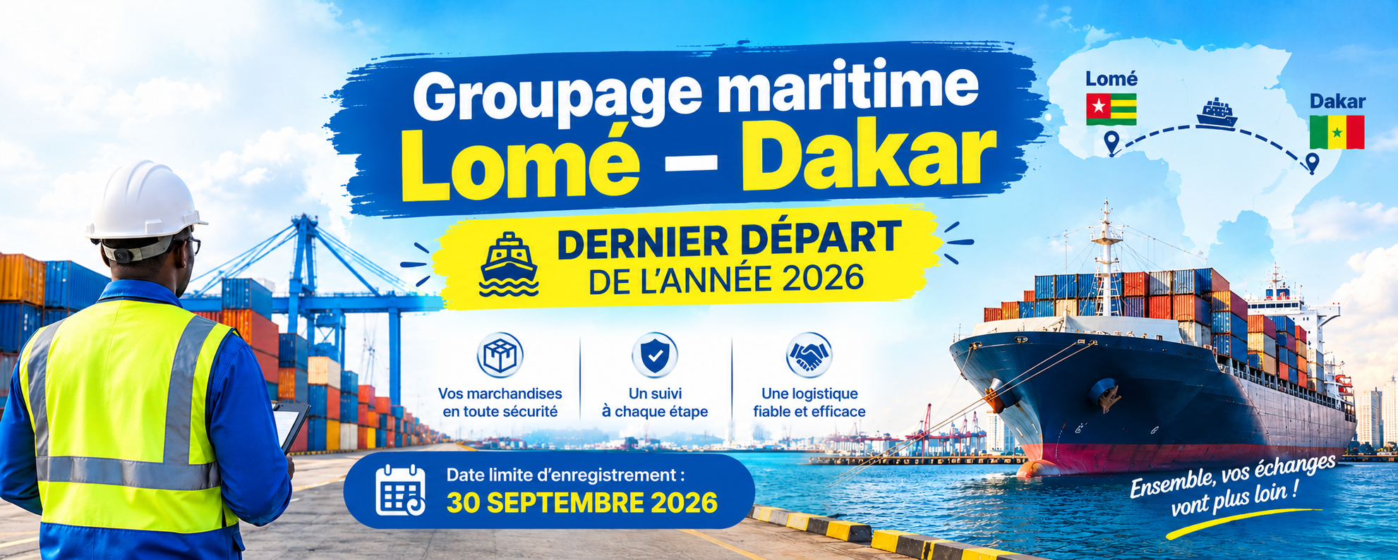 Informer les lecteurs du senegal, togo, benin que le dernier groupage maritime est là